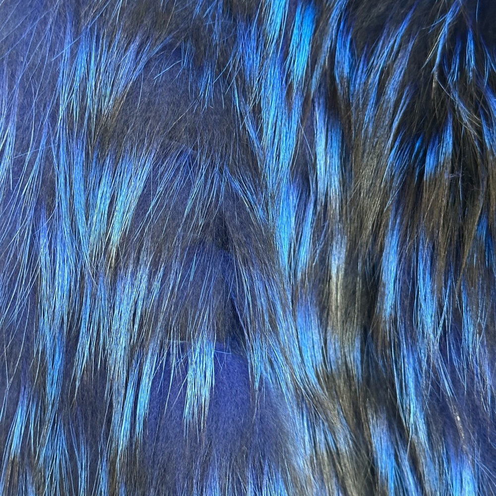 Paolo Moretti Blue Black Fox Fur Jacket 3/4 Sleeve Size 48 - Picture 7 of 9